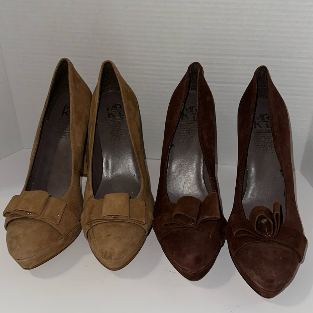 Mrkt Suede Platform Heels Chunky Brown & Beige Lot of 2 Size 10 Work‎